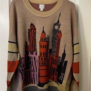 Maeve Multicolor Knit Sweater with Beige Trim